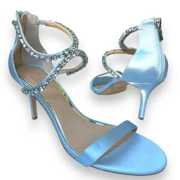 Jewel Badgley Mischka Women's Celine Heeled Sandal, Sky Blue | sz 9 *New w/ Flaw - Picture 2 of 16
